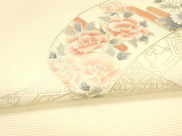 平和屋着物＊夏物 九寸名古屋帯 草花文 金糸 正絹 逸品 DAAW1777cm