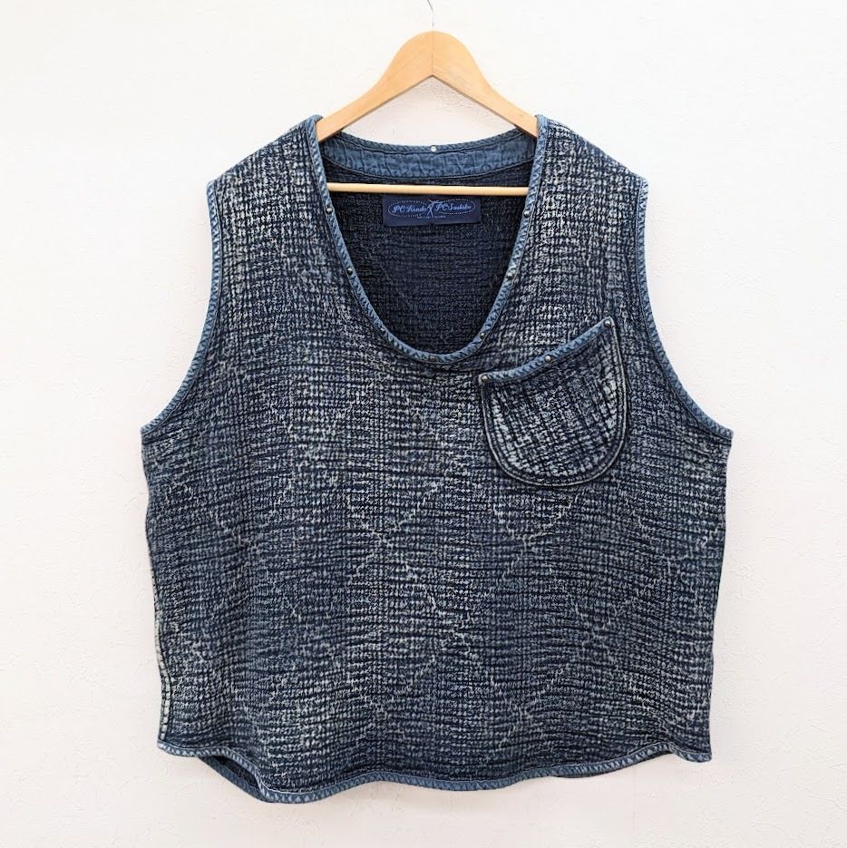 新製品情報も満載 PC PC SASHIKO PULLOVER VEST BLUE VEST メンズ