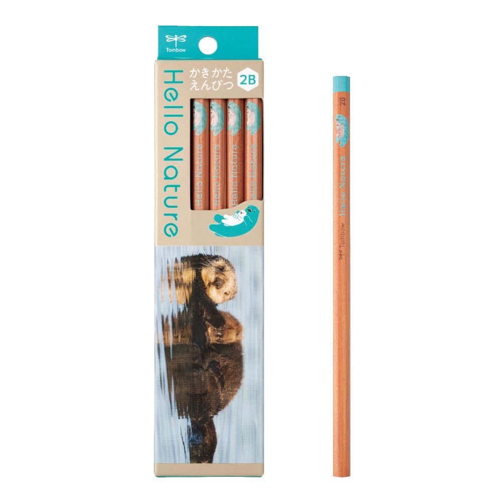 トンボ鉛筆 かきかた鉛筆 2 B ラッコ柄 ハローネイチャー ラッコ 1ダース KB-KHNST 2-2