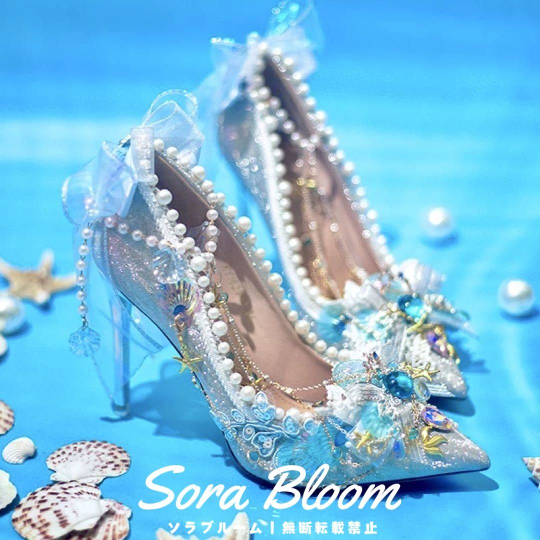 【上品で大人気♪】新品未使用おしゃれヒール★ロリータ?マーメイドシューズ?女子会パーティーイベントに最適 洗濯機OK