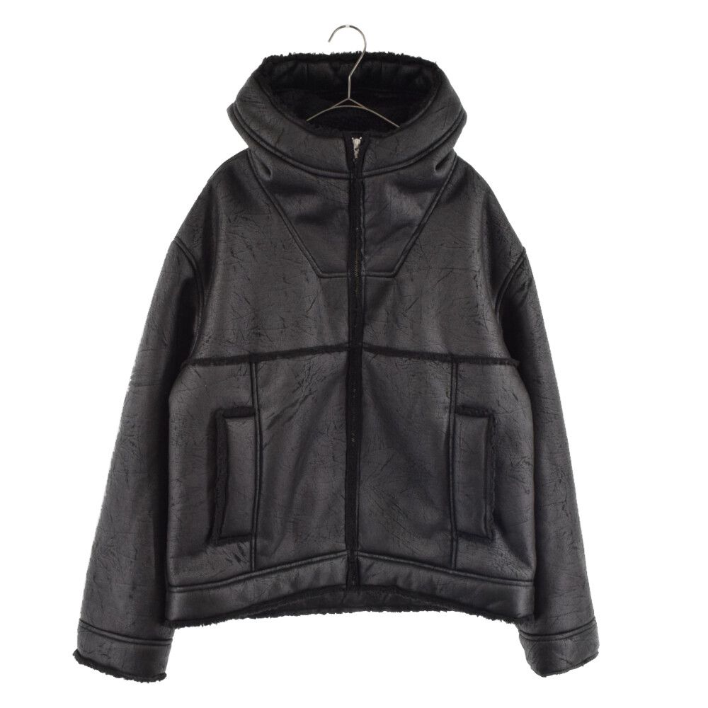 SUPREME (シュプリーム) 23SS Faux Shearling Hooded Jacket フェイク シアリング フーデッド ジャケット  ジップアップパーカー ブラック - メルカリ