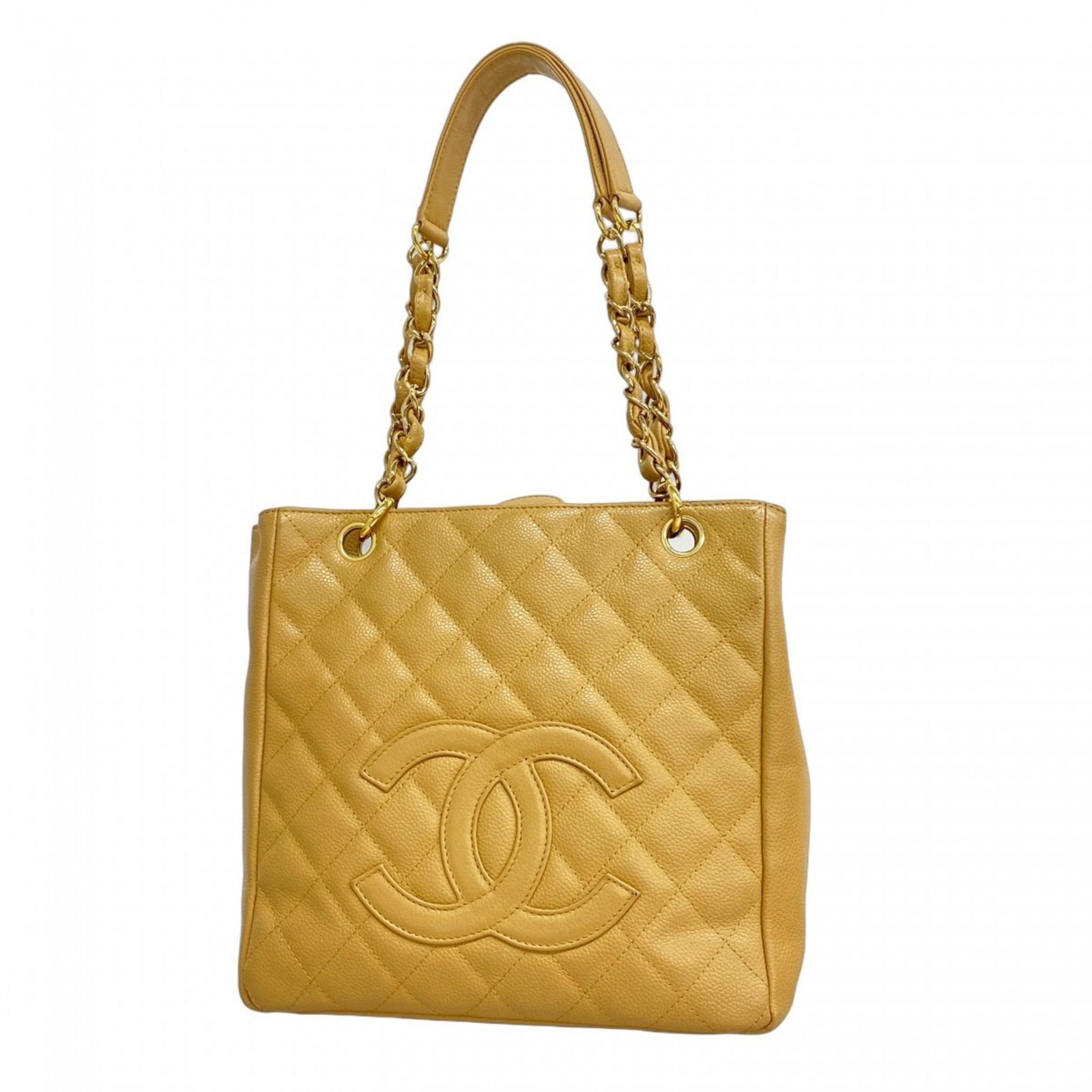 シャネル Chanel シャネル トートバッグ マトラッセ チェーンショルダー キャビアスキン ベージュ レディース P1441313