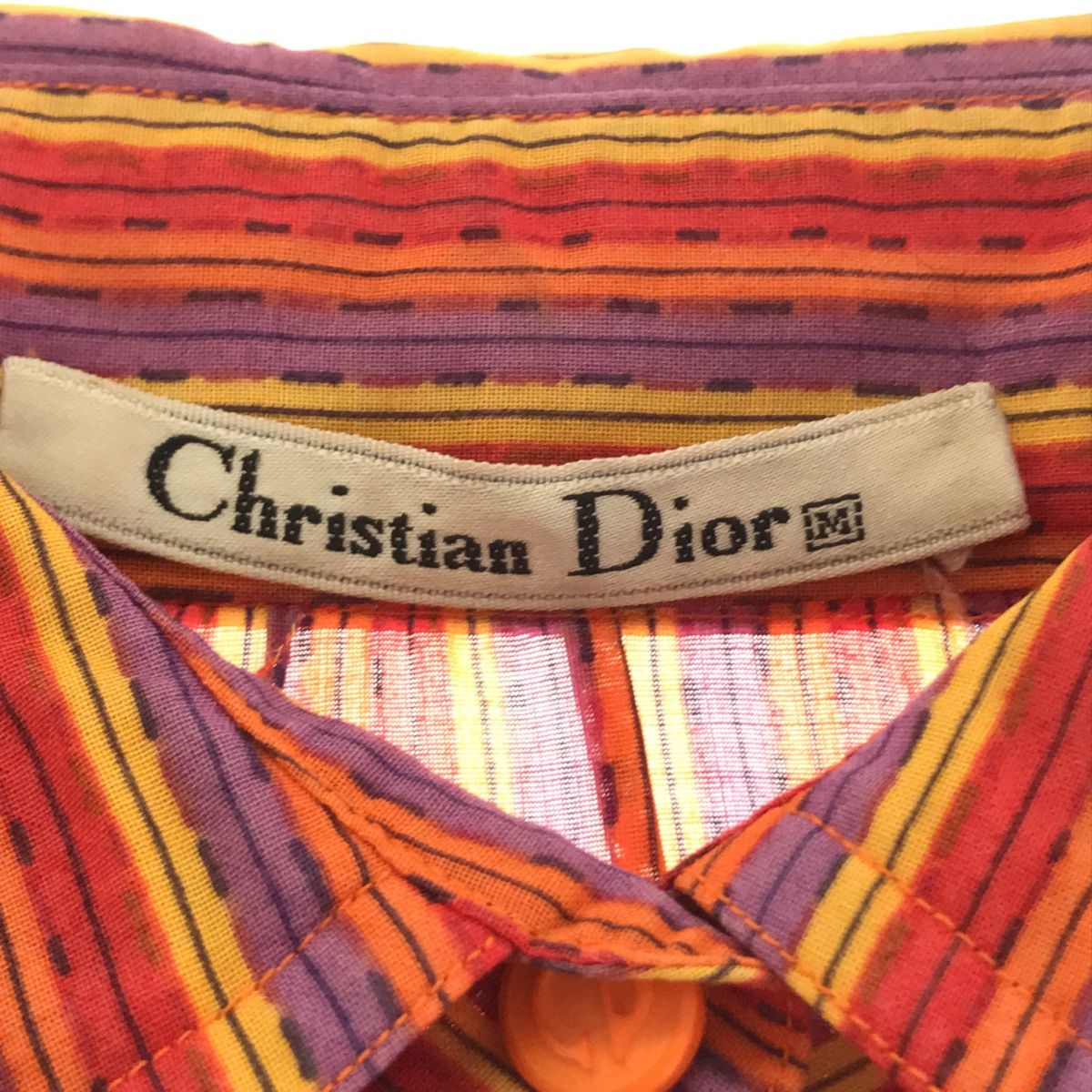 Christian Dior CDボタンマルチストライプシャツ M