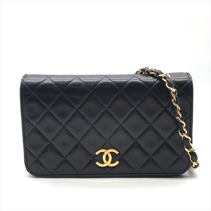 CHANEL シャネル ココマーク ミニマトラッセ ラムスキン プッシュロック チェーン ショルダー バッグ ネイビー a6053