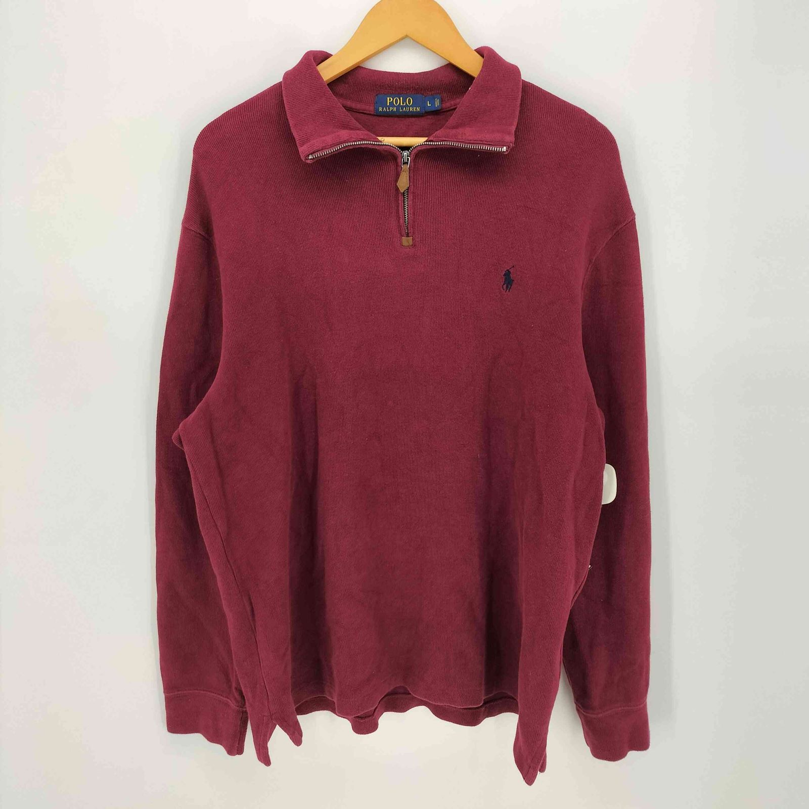 POLO RALPH LAUREN(ポロラルフローレン) ポニー刺繍 ドライバーズニット ジップトレーナー 中古 古着 1244 POLO RALPH LAUREN ポロ ラルフローレン コットン ポニー 刺繍