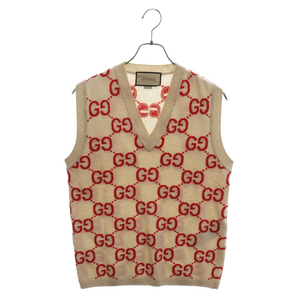 グッチ  692908 XKCC5 GGジャガードニットベスト メンズ XS GUCCI (グッチ) GGジャガード ニットベスト ホワイト 692908 XKCC5