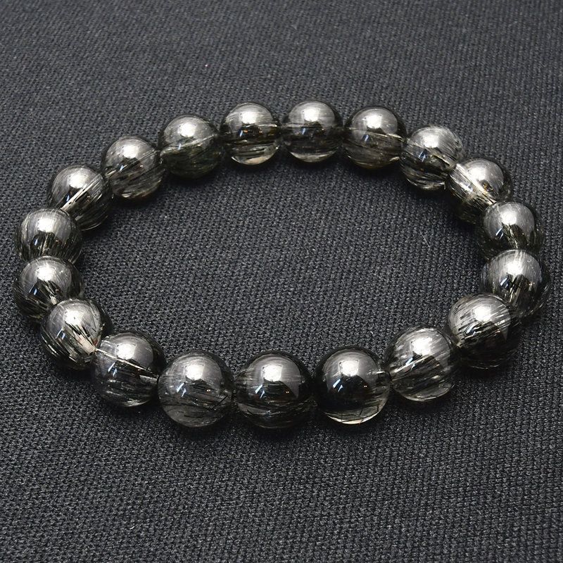 気品ある 美しく上品な黒針 10mm ブラックトルマリンインクォーツブレスレット GHB60 安心 守護 浄化 前向き 安定 落ち着き ネガティブ除去 高品質 プレゼント 贈り物 天然石28ｇ 浄化発送 ギフト 京海堂 天然石の卸 京の蔵
