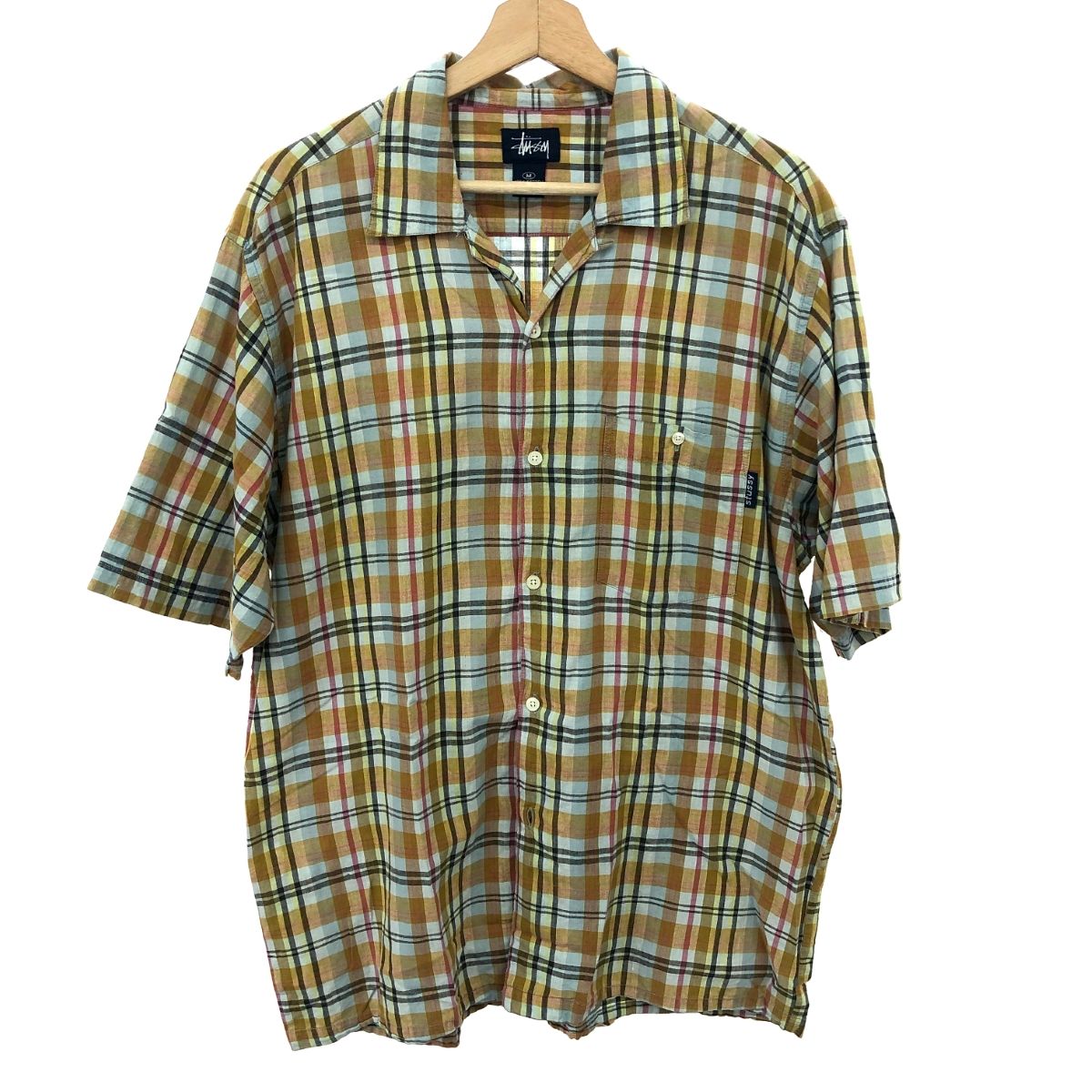 STUSSY ステューシー 半袖オープンカラーチェックシャツ サイズ