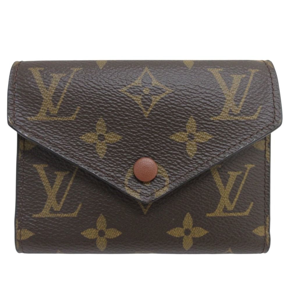 LOUIS VUITTON ルイヴィトン モノグラム ポルトフォイユ ヴィクトリーヌ M62472 コンパクト ウォレット 三つ折り財布 ブラウン レディース 古着