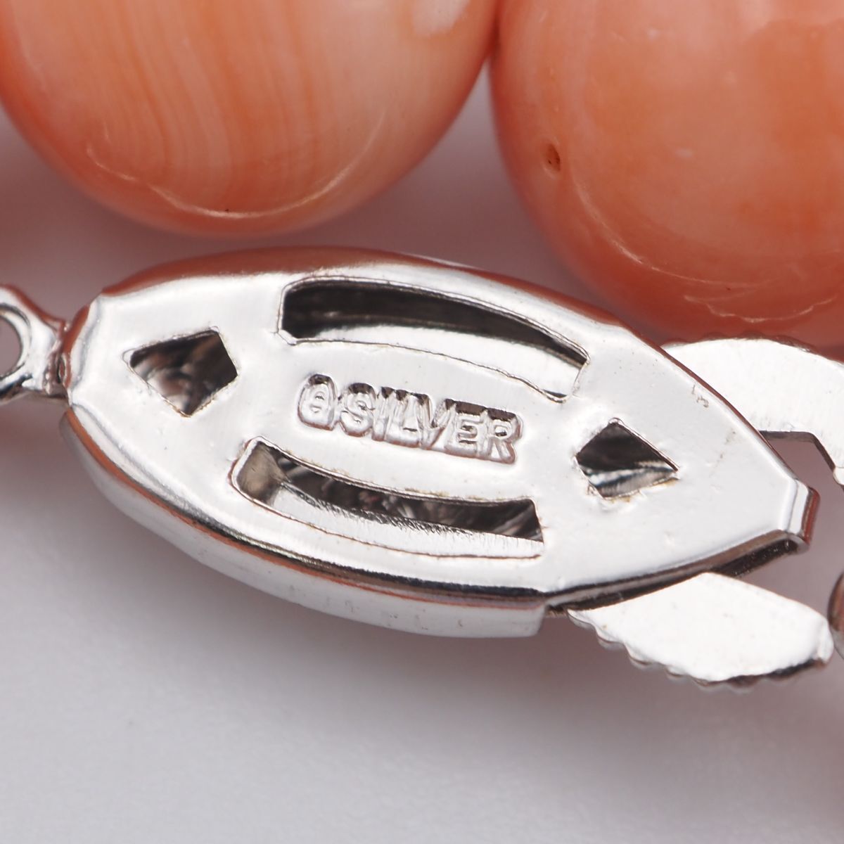 【⭐️珍品❣️早い者勝ち⭐️】珊子作 ヴィンテージ シルバーネックレス 刻印入り B846 珊瑚 サンゴ GSILVER刻印 ネックレス デザイン シルバー 3