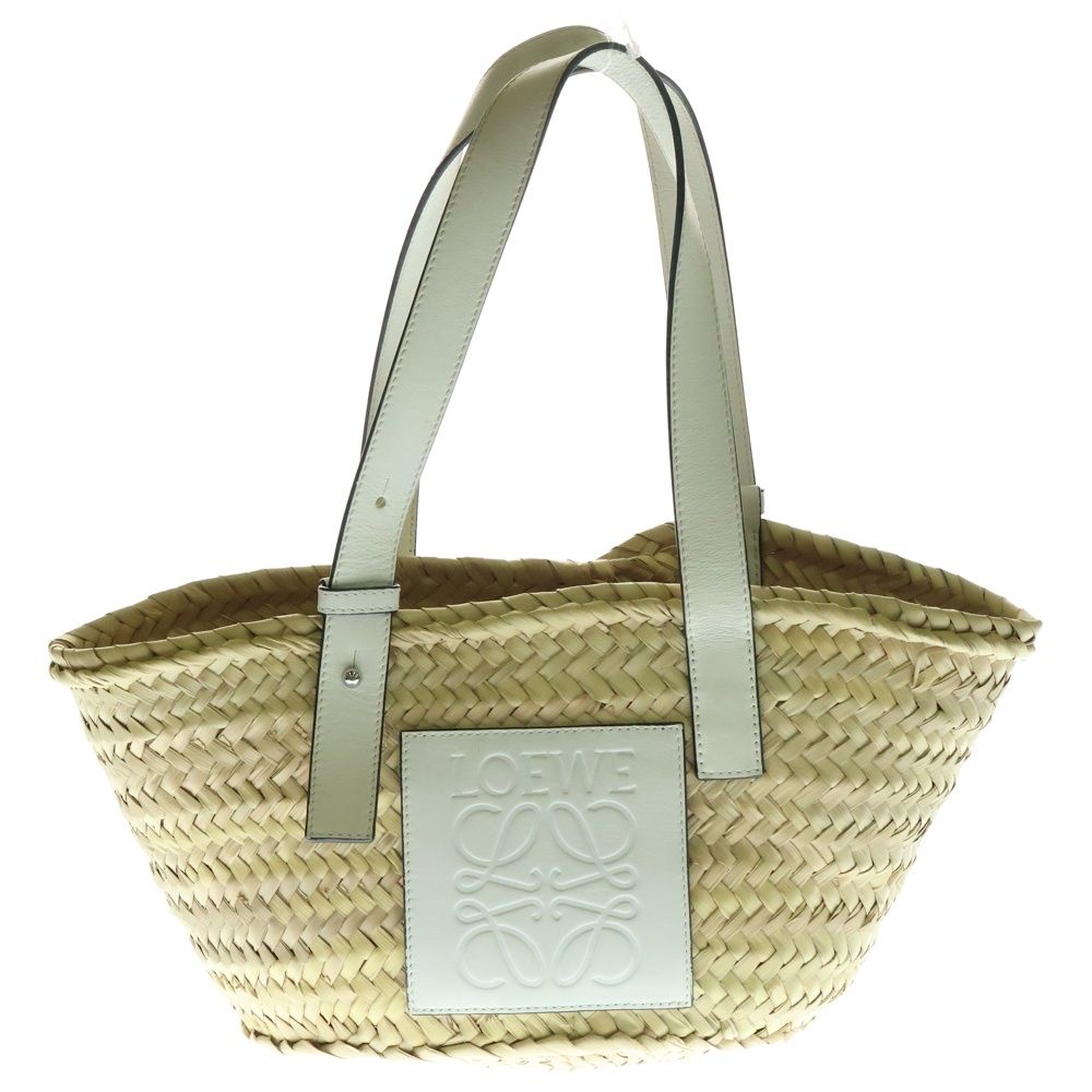 未使用品【LOEWE】カゴバッグ/スモール/ラフィア/バスケット ロエベ バスケットスモール ラフィア×レザー カゴバッグ ベージュ
