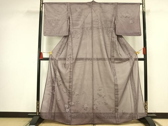 平和屋着物▽訪問着　無双　紗袷　紗×紗　手描き　枝花文　正絹　逸品　AAAV2665fy 平和屋着物▽訪問着 無双 紗袷 紗×紗 手描き 枝花文 正絹 逸品