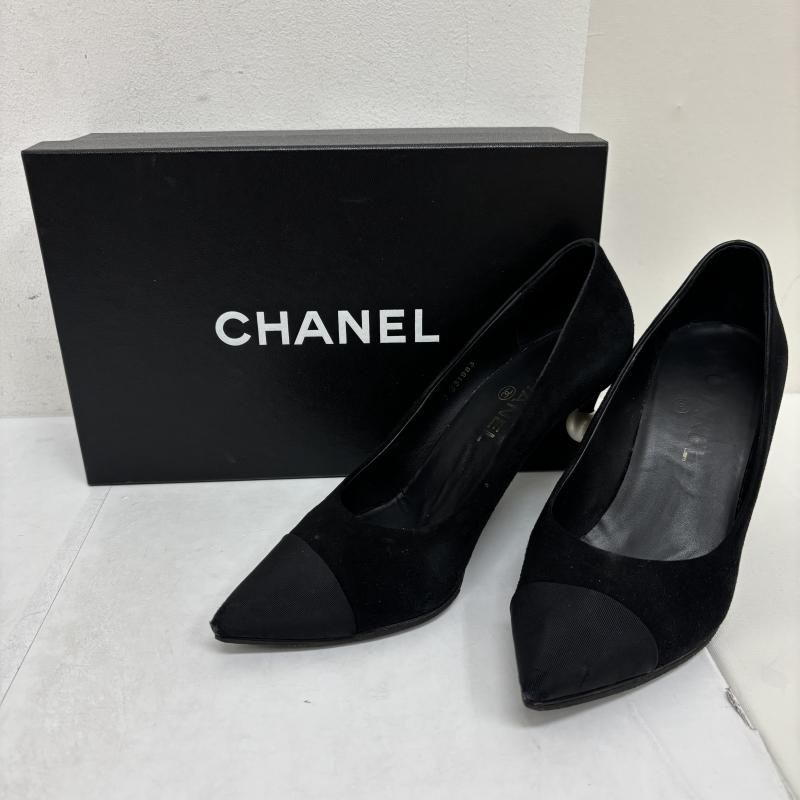CHANEL シャネル パンプス ココマーク レザー パンプスG31983 フェイクパール 箱あり size 38