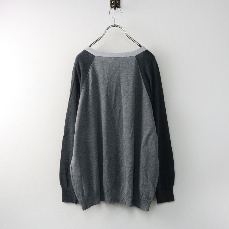 美品 2023 ホームスパン homspun ソフトコンパクトヤーンVネックカーディガン F/グレー コットン ニット【2400014516234】 美品 2023 ホームスパン homspun ソフトコンパクトヤーンVネック