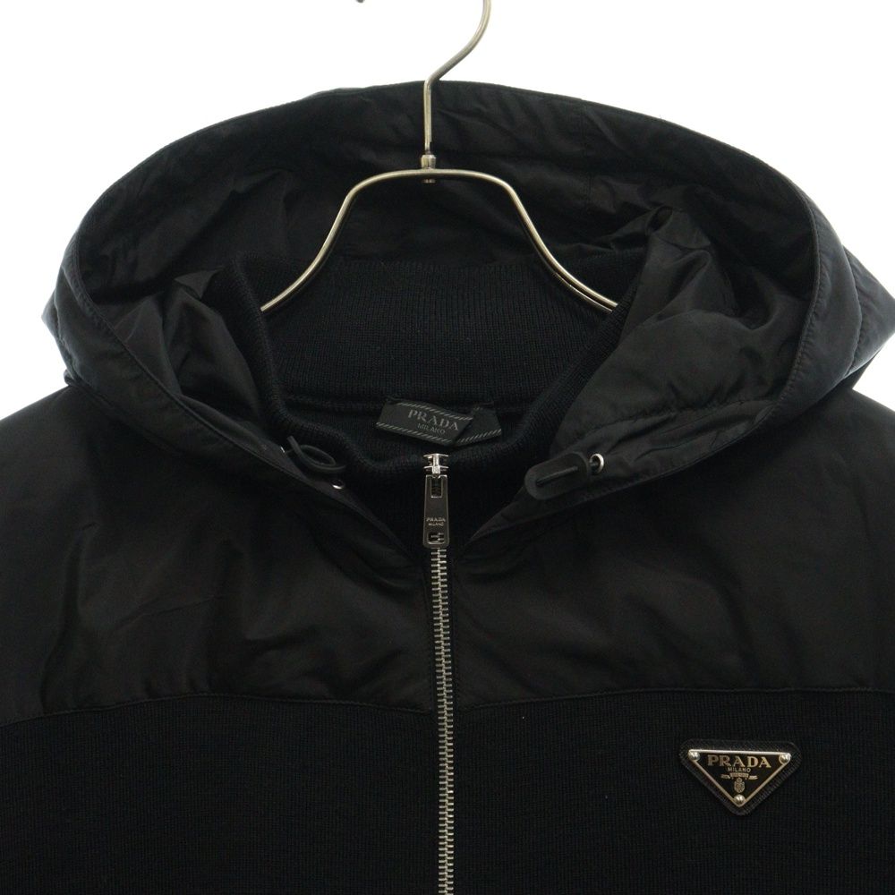 お歳暮 2024 (プラダ) PRADA Nylon ナイロン切替トライアングル Hoodie Zip ジャケット・アウター
