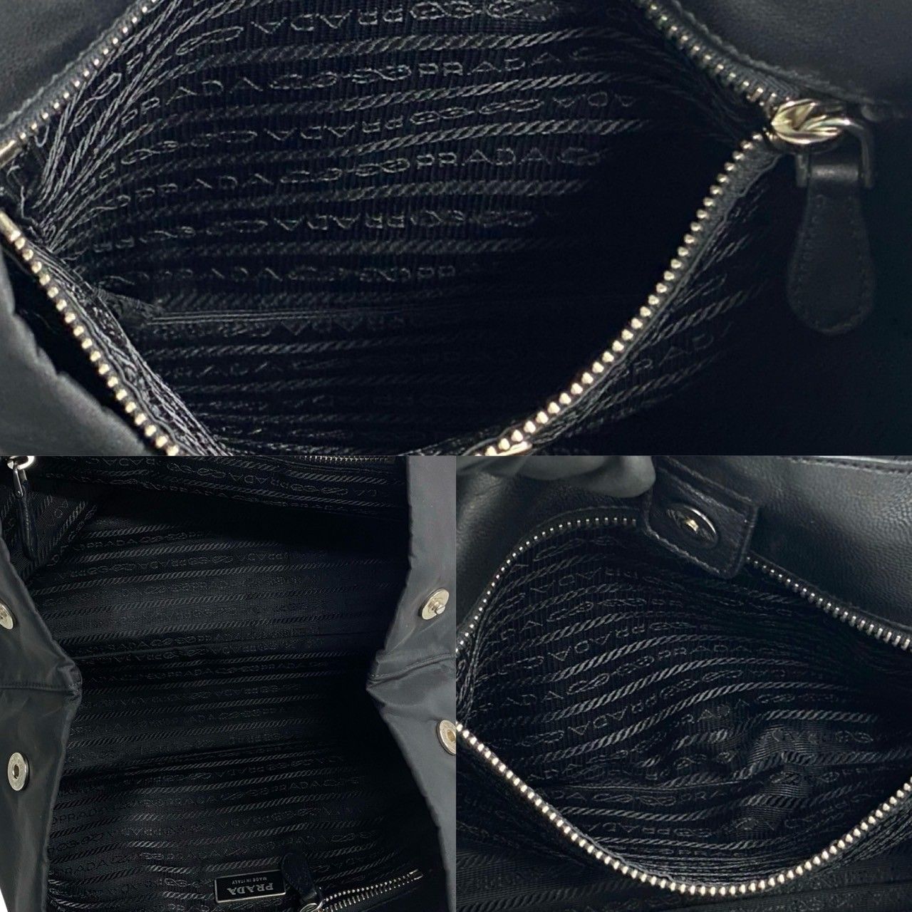 極 美品 希少品 カード付 PRADA プラダ ロゴ 金具 リボン レザー 本革 