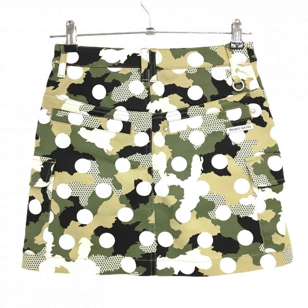 パーリーゲイツ カーゴスカート カーキ×白 カモフラ 迷彩 ドット レディース 00 XS ゴルフウェア PEARLY GATES