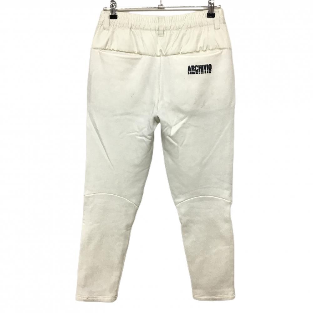 アルチビオ 中綿パンツ アイボリー×白 裏起毛 異素材 ジップポケット