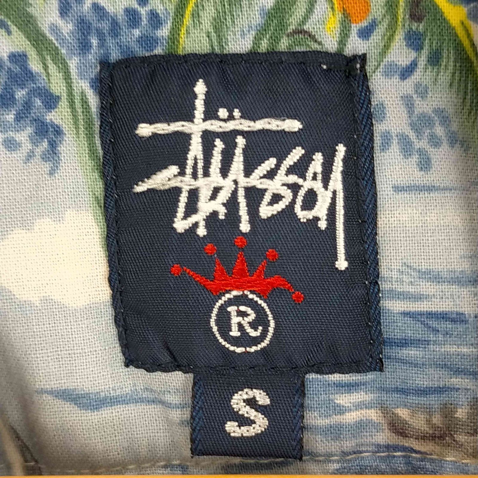 90s stussy 半袖シャツ オープンカラーシャツ 紺タグ STUSSY 半袖シャツ 90s 紺タグ USA製 総柄 オープンカラーシャツ