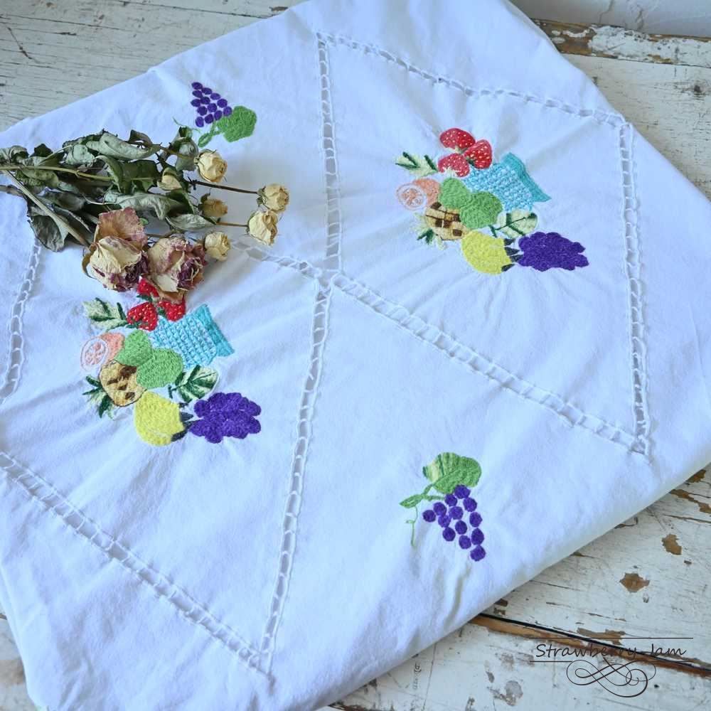 最新 L3705-552 送料込！ 英国ヴィンテージ リネン テーブルクロス