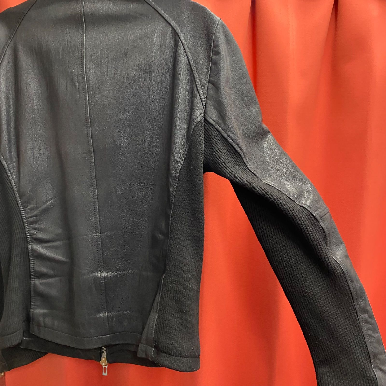 SHELLAC ラムレザー シングルライダース セミダブル レザージャケット L SHELLAC ラムレザー シングルライダース セミダブル レザージャケット