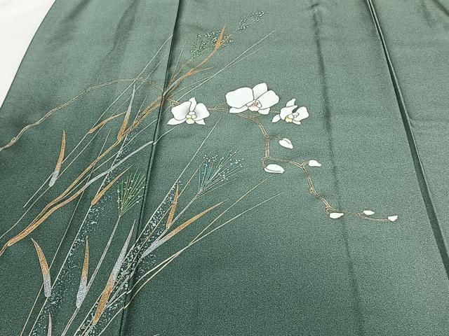 平和屋着物▽訪問着 単衣 刺繍 切嵌草花文 金彩 正絹 逸品