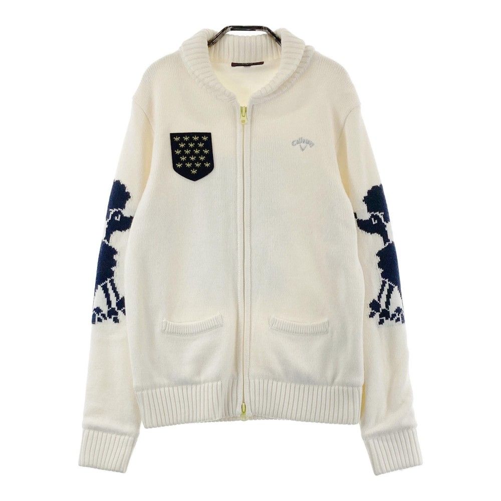 サイズ：L CALLAWAY キャロウェイ 裏地付 ニットジャケット ホワイト系
