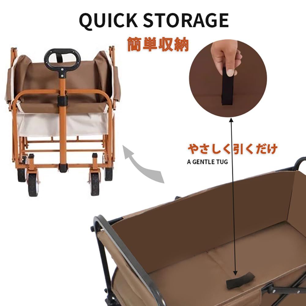 アウトドア＆フィールドギア＆業務用、工事現場用キャリーカート、折り畳み式、大容量 カーキ＆ブラウン・小) アウトドア＆フィールドギア＆業務用