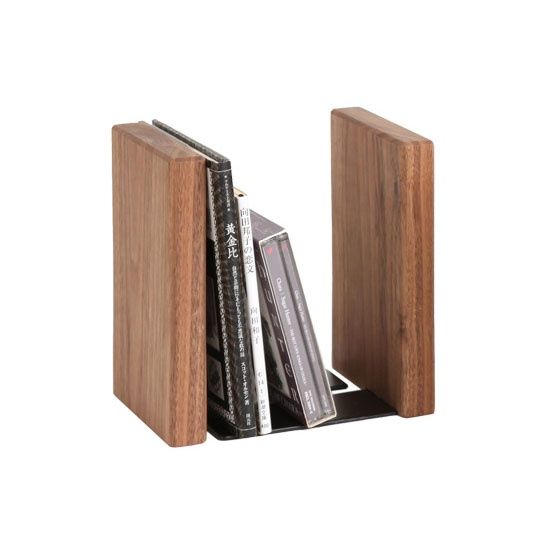 Latree ラトレ ブックエンド2 ウォルナット PSW-40 無垢材 本棚
