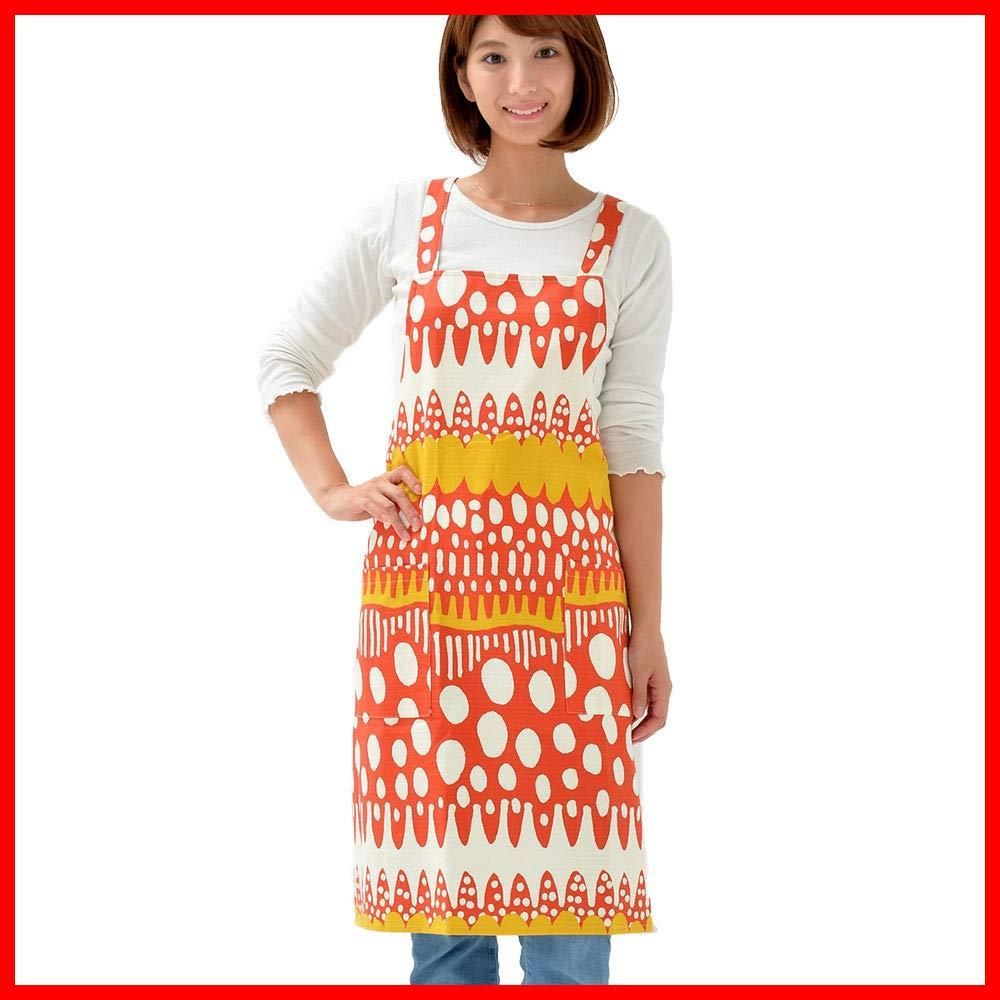 ひざ丈 バッククロス キッチンエプロン バニラン オレンジ×イエロー fabrizm 1185-or-or