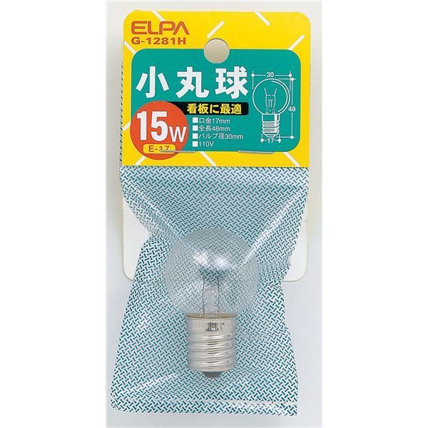 （まとめ） ELPA 小丸球 電球 15W E17 クリア G-1281H 