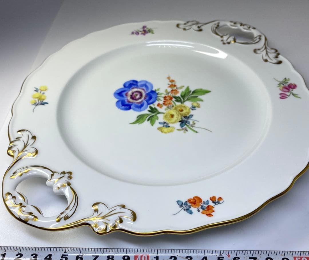 マイセン 手付フラワープレート 幅約30.5㎝ 東Y6-0816