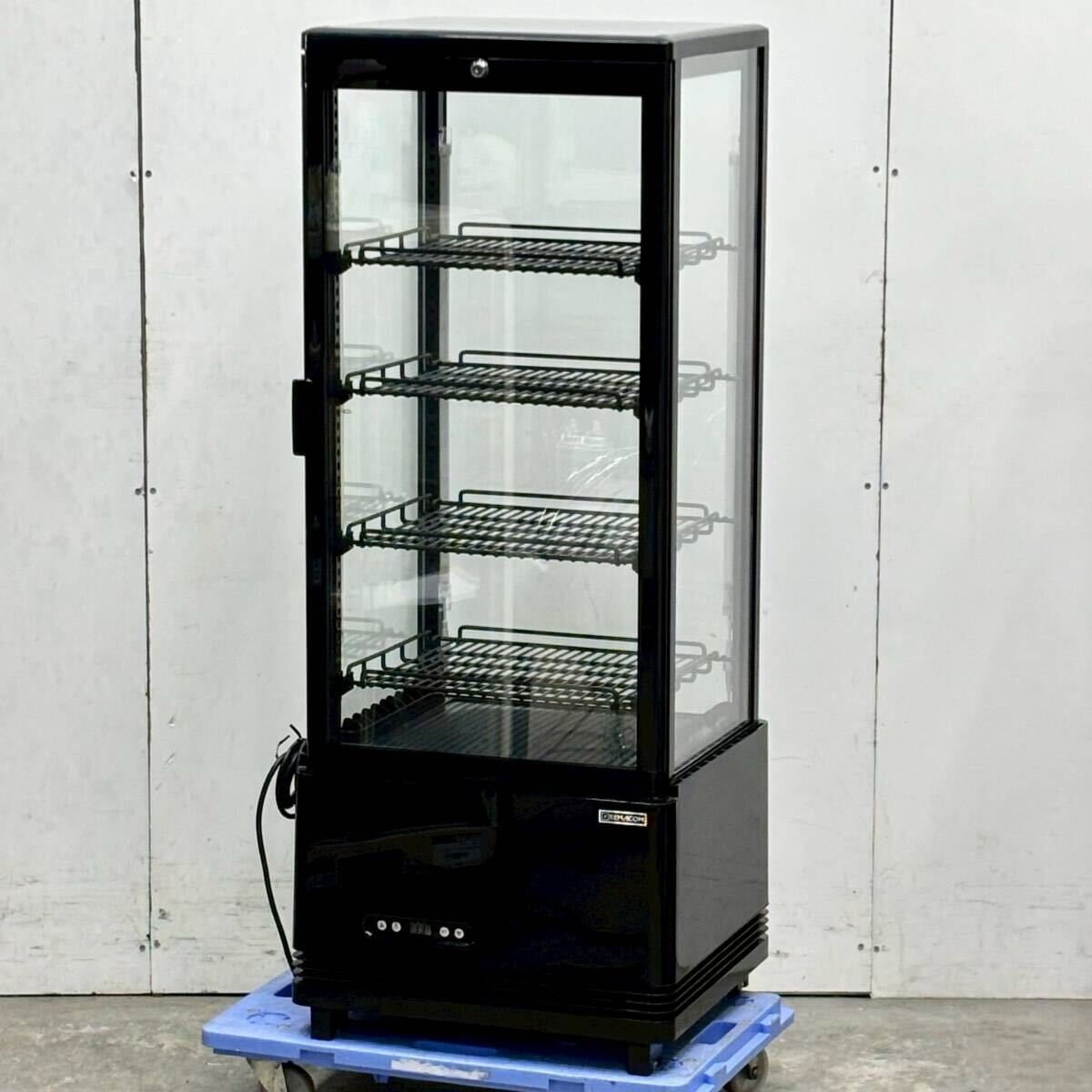 レマコム 4面ガラス冷蔵ショーケース R4G-105SLB 片面扉 105L W454×D408×H1135mm 業務用 厨房