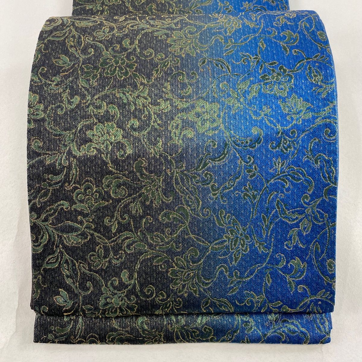 袋帯 美品 秀品 花唐草 金糸 青 全通 正絹 【中古】 - メルカリ