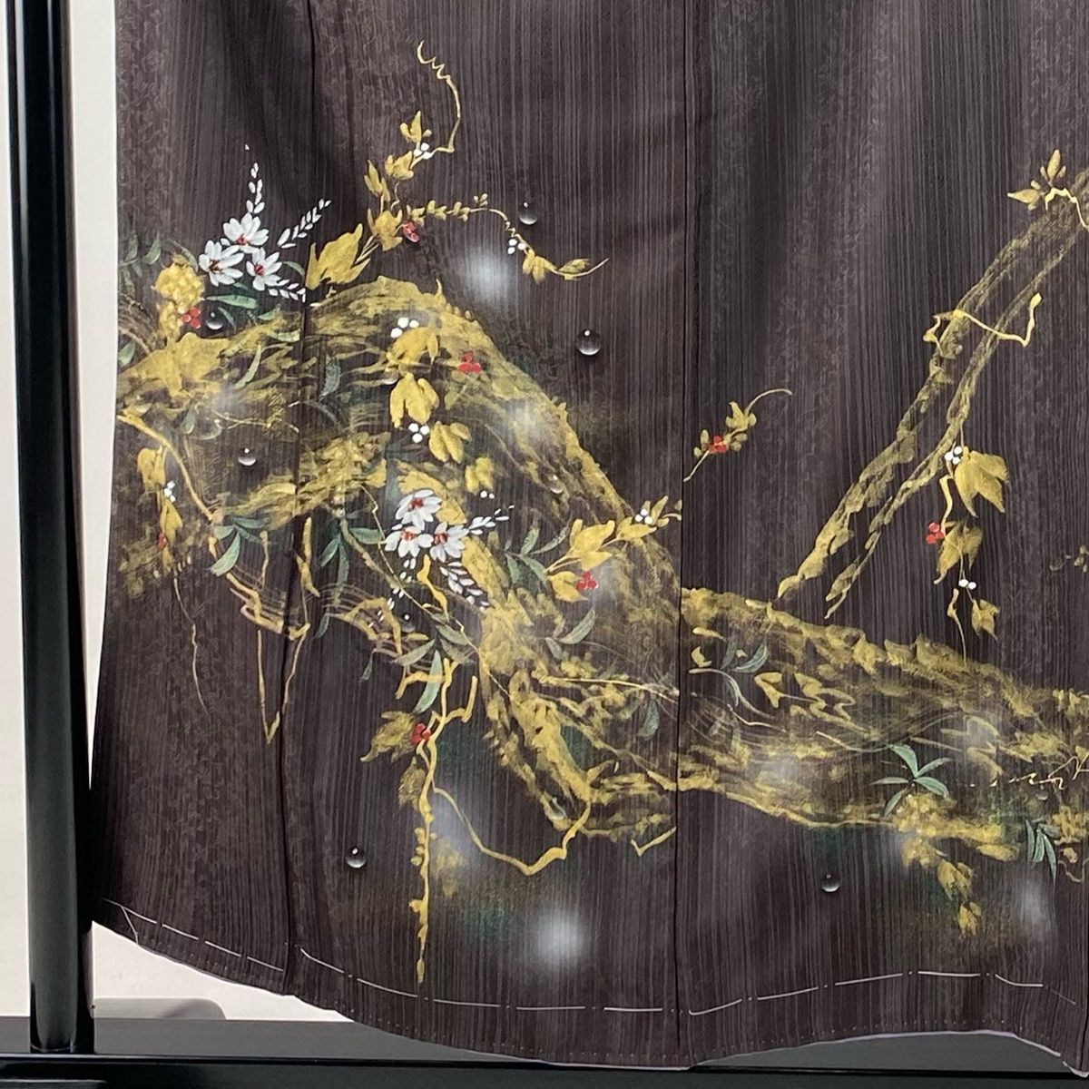 訪問着 身丈156cm 裄丈64cm M 袷 草花 樹木 金銀彩 ぼかし 茶紫 正絹 秀品