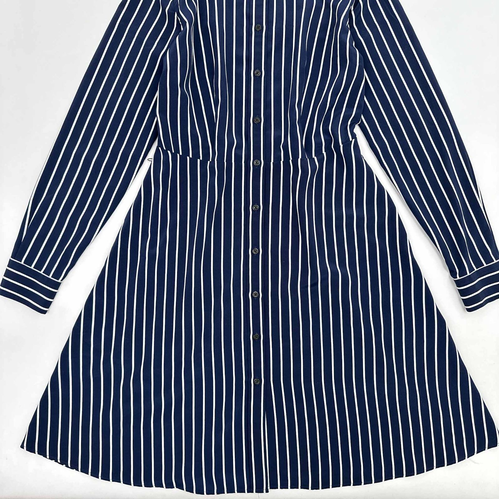 LAUREN RALPH LAUREN とろみ素材 ストライプ 長袖 ロング シャツ  