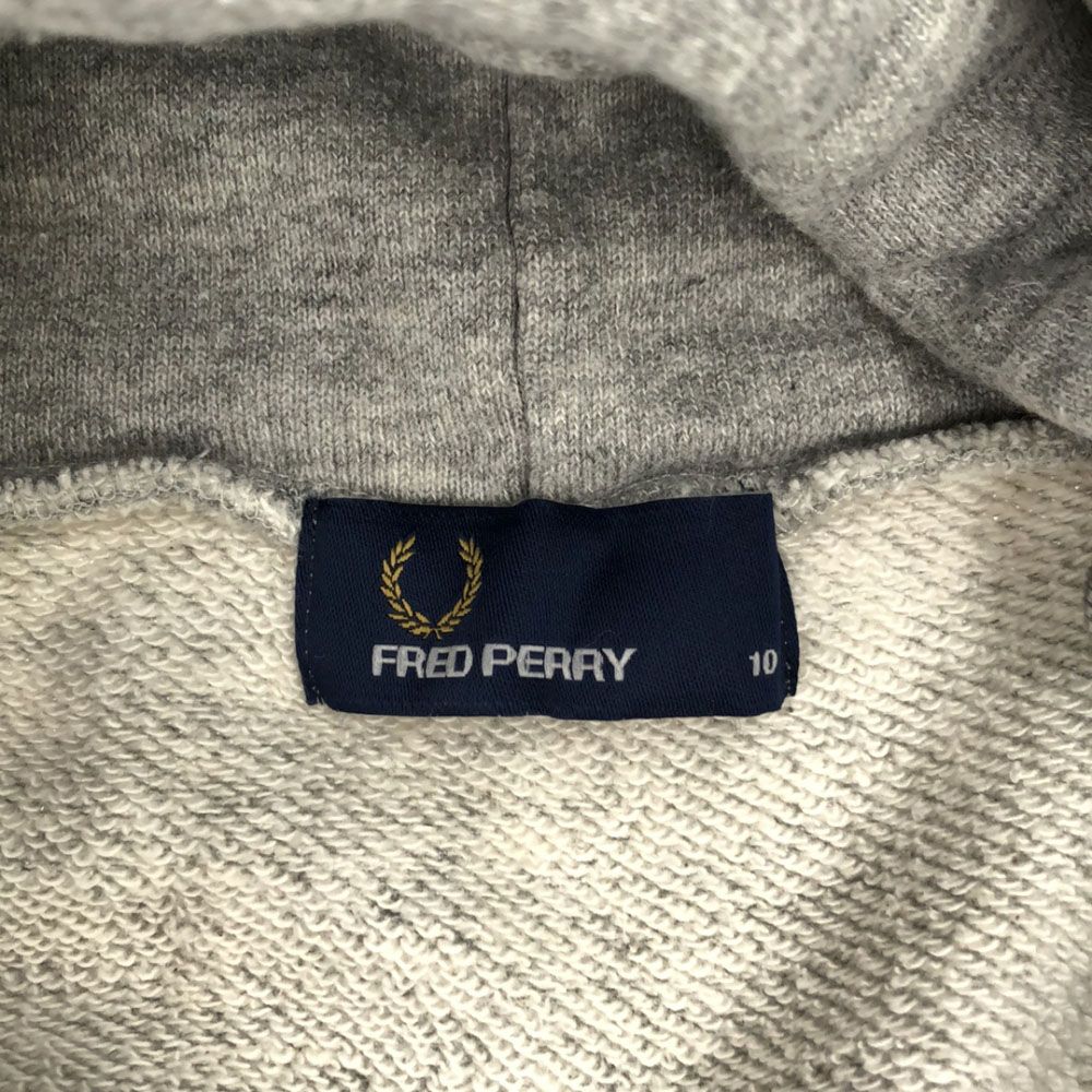 フレッドペリー 長袖 スウェットパーカー 10 グレー FRED PERRY プルオーバー トレーナー サイドスリット レディース