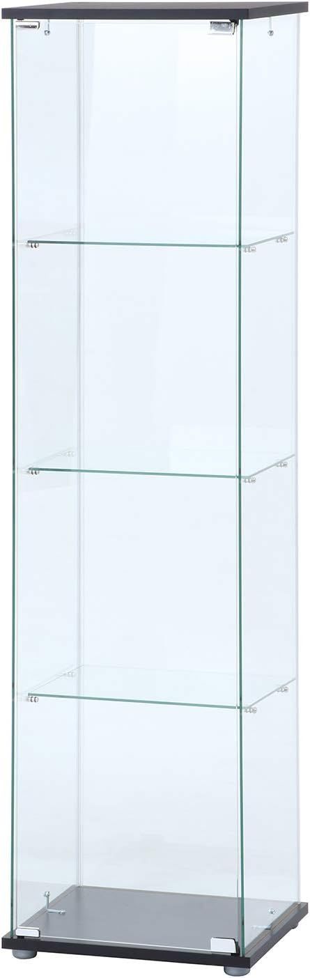ケース フィギュアケース 4段 幅42.5×奥行36.5×高さ162cm ブラック 強化ガラス 全面ガラス 組立商品 クリア 98880