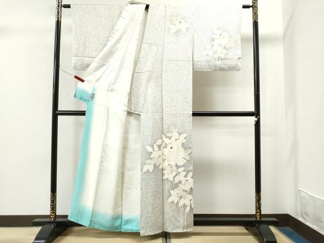 平和屋着物○中西進 訪問着 芽柳 たたき染め 黒地 正絹 逸品 未