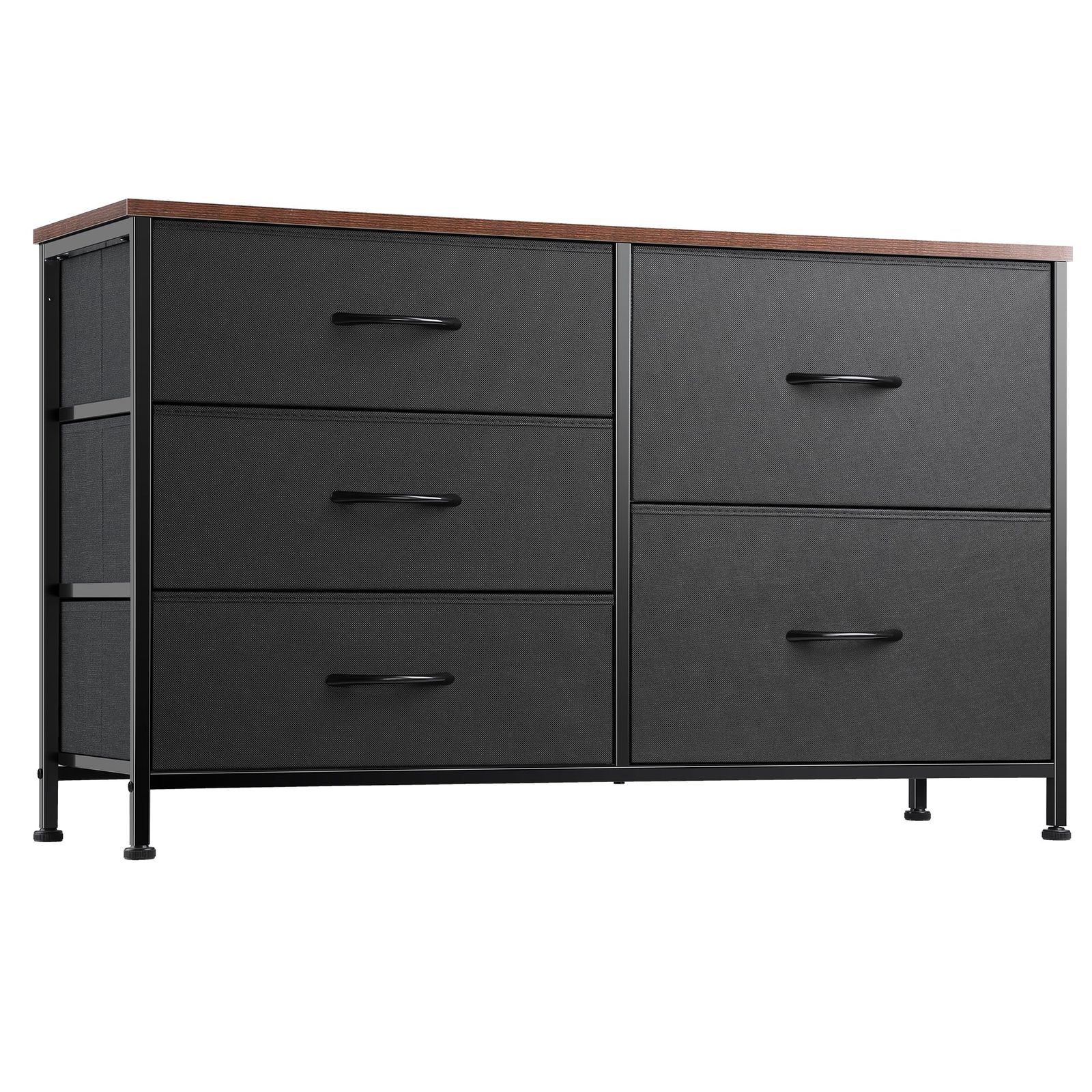 Nicehill チェスト タンス 収納チェスト オーガナイザー 収納ケース 衣類 キッズ ベイビー用ワイドチェスト 衣類収納 木製天板 組立簡単 3段5杯 奥行き30㎝ x 幅100.0㎝ x 高さ61.0㎝ ブラック