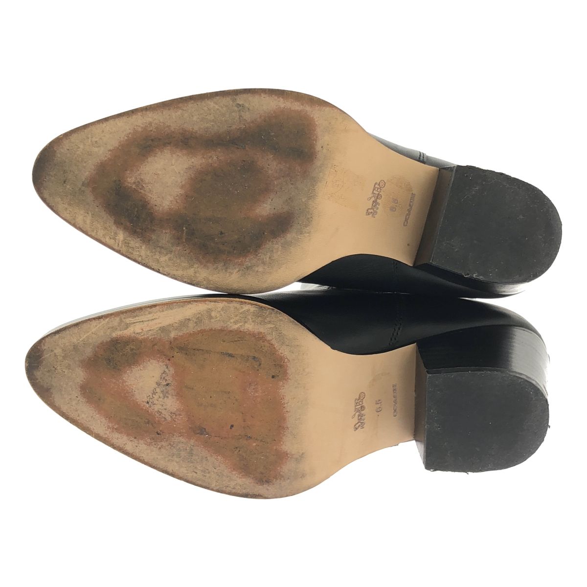 コーチ サイドゴアブーツ ピアス レザー 黒 スタッズ CC786 24.5㌢ COACH / コーチ | CC786 ピアス サイドゴア ブーティ ショートブーツ