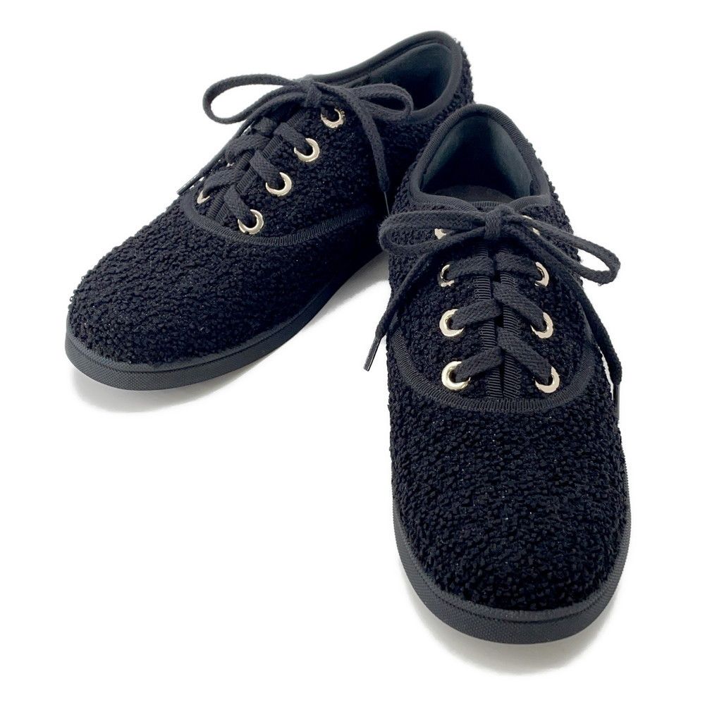 シャネル スニーカー バックロゴ グリッター ローカットスニーカー レディースサイズ37C G45712 CHANEL 靴 黒