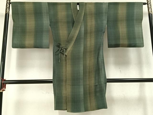 平和屋着物▽道中着 スリーシーズン 春夏秋 塵除け 縞 ロング丈 正絹 AABC0361fy