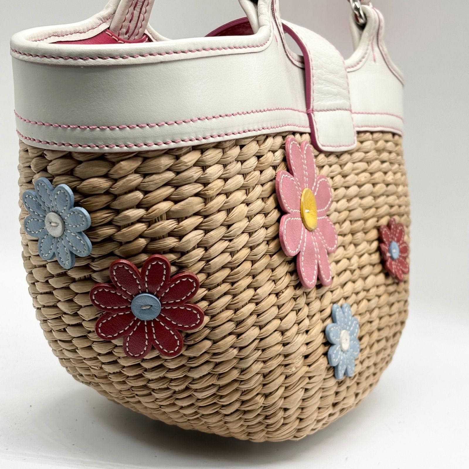 COACH コーチ フラワー カゴバッグ ハンドバッグ 花 レザー 4443
