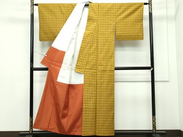 平和屋本店□極上 本場黄八丈 市松綾織 紬 逸品 CZAA2445s5 - メルカリ