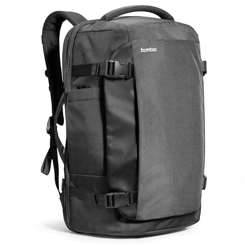 tomtoc 旅行 リュック 大容量 40L 機内持ち込み ビジネス バックパック 旅行バッグ カバン リュックサック メンズ 多機能 17.3型PC対応 撥水加工 海外旅行 トラベル 出張 黒
