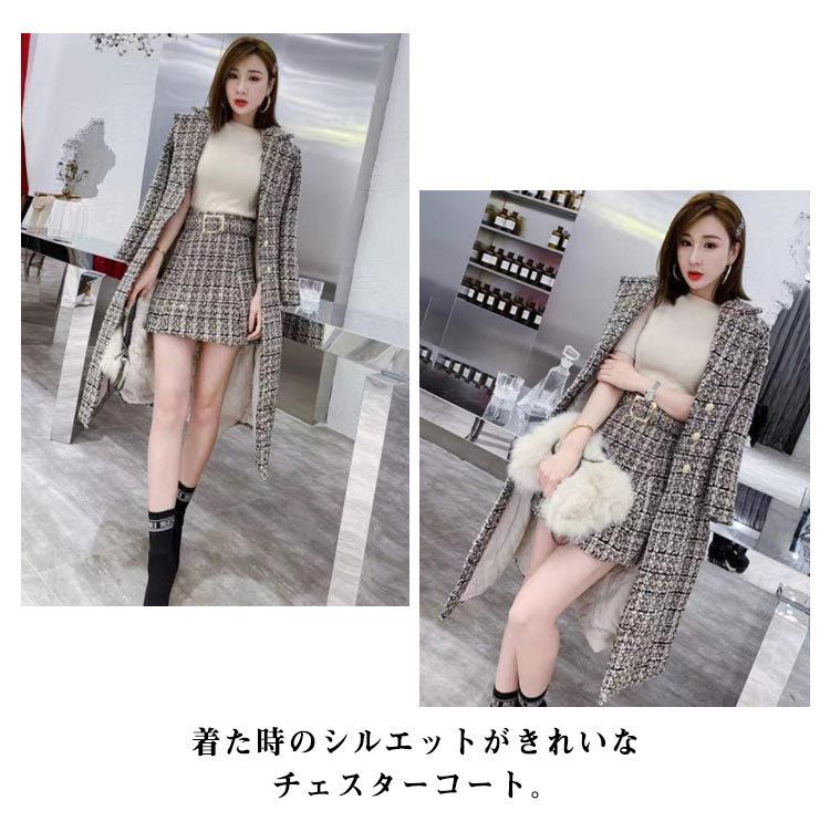 ミニ ミニスカートとチェックコートの2点セット