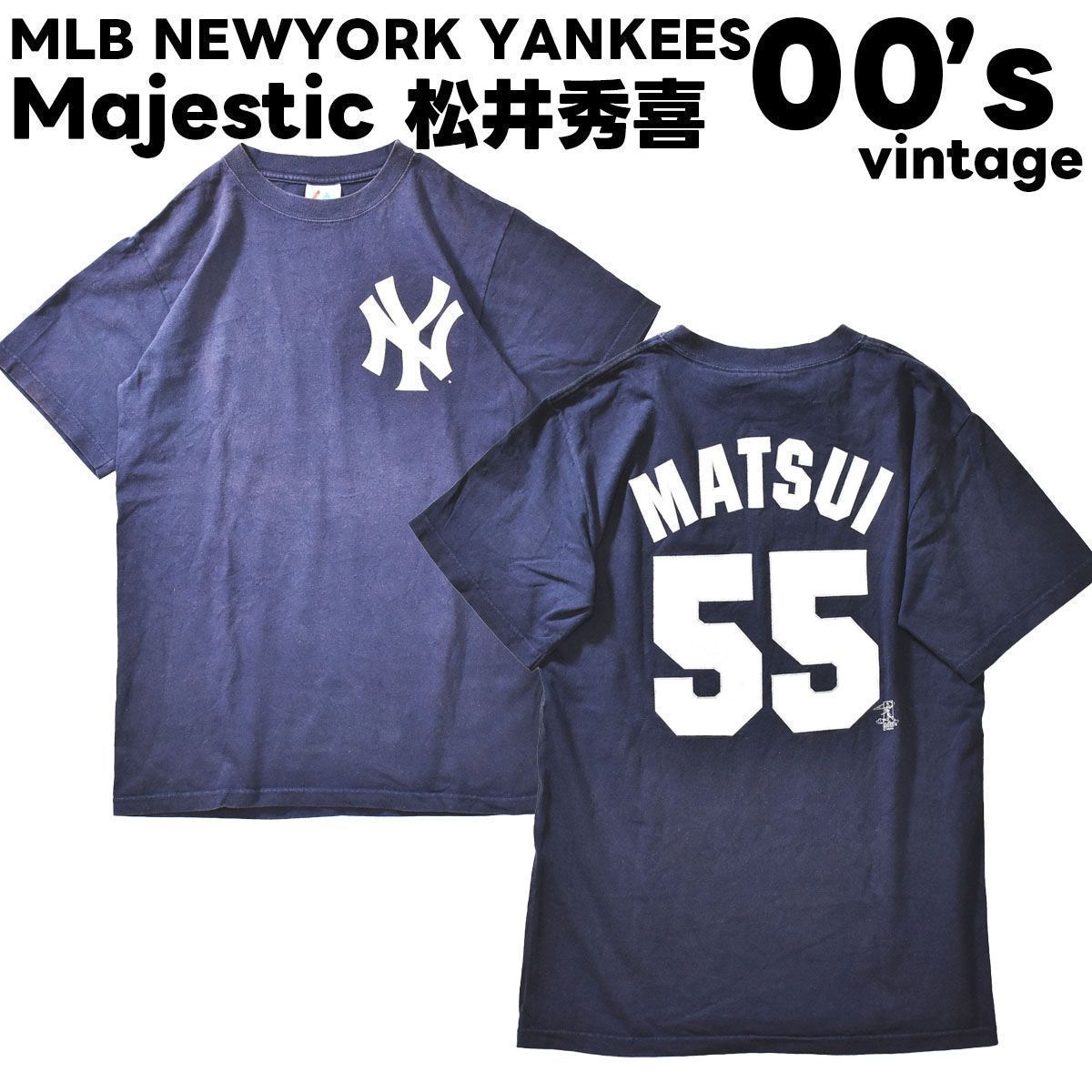 【18％OFF】 00s マジェスティック MLB ヤンキース 松井秀喜 55 Tシャツ M スポーツ選手