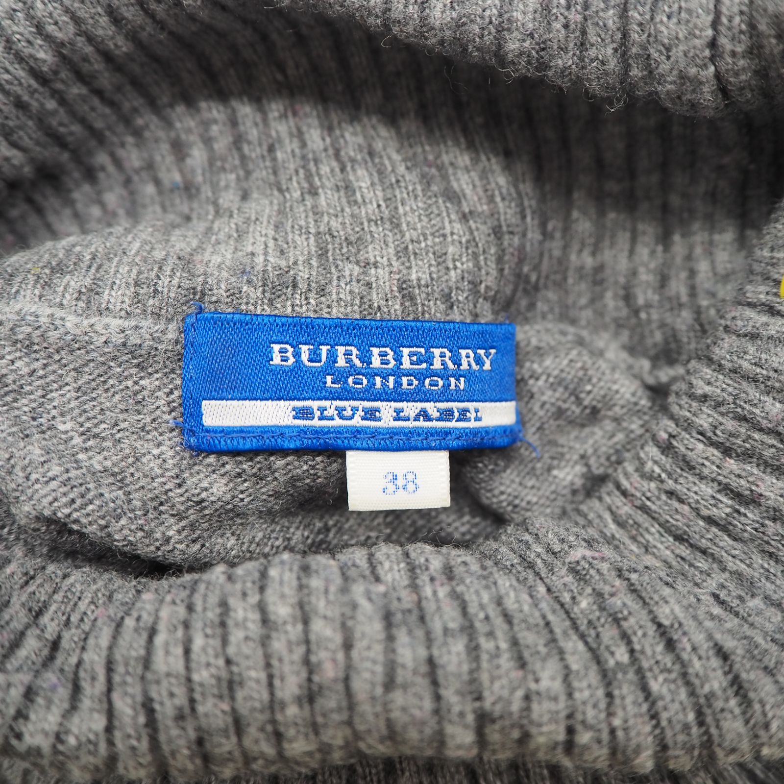 182様】バーバリーブルーレーベル BURBERRY BLUE LABEL ニット セーター カシミヤミックス 半袖 アーガイル柄 タートルネック｜ グレー - メルカリ