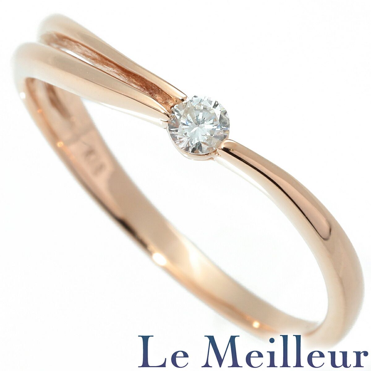 カーブデザインリング 指輪 ダイヤモンド K18 11号 中古 プレラブド  